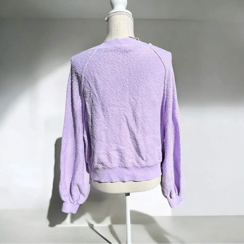 🌻Free People Found My Friend Purple Textured Knit Sweatshirt Women’s Size XS/S